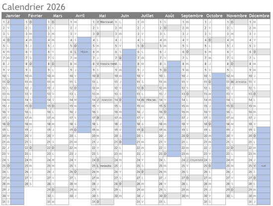 calendrier 2026